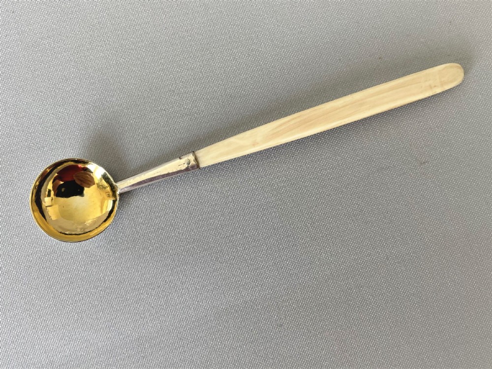  A superb Georgian cut glass boat salt with period silver gilt spoon View VI