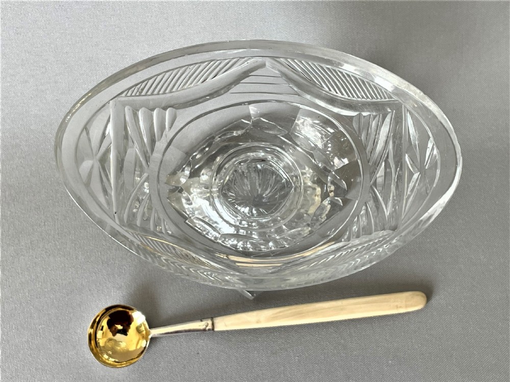  A superb Georgian cut glass boat salt with period silver gilt spoon View VIII