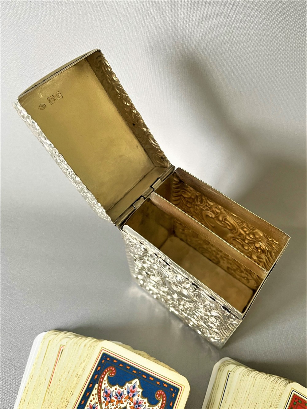 A Stunning Edwardian William Comyns Silver Double Playing Card Box View VI