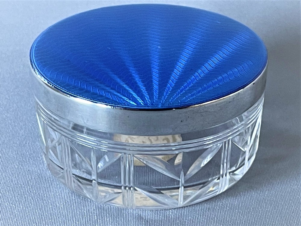 A gorgeous silver & guilloche enamel lidded trinket pot