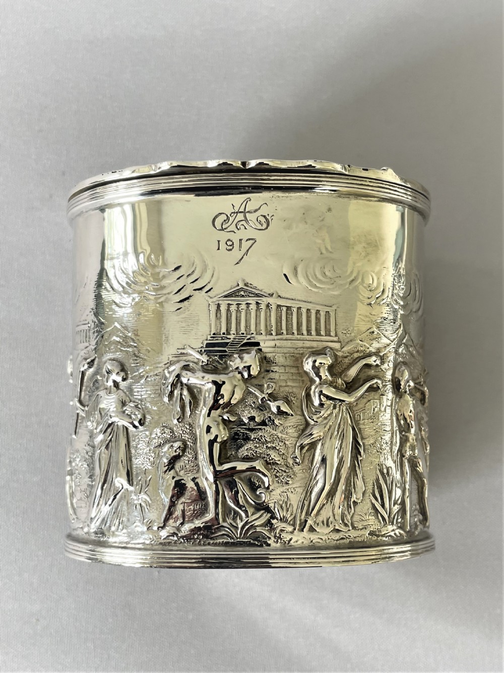 A gorgeous Edwardian silver tea caddy View III