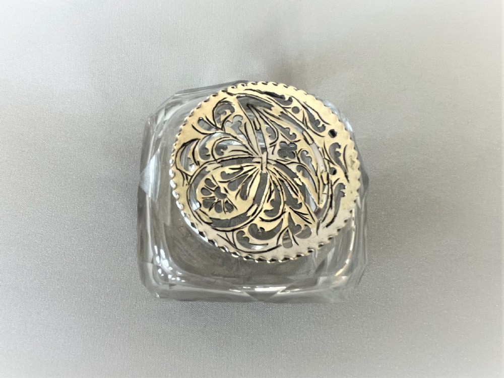 A gorgeous late 18th Century silver & cut glass pounce pot View V