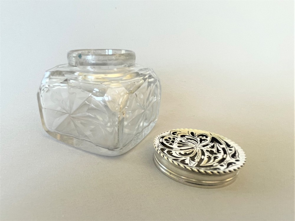 A gorgeous late 18th Century silver & cut glass pounce pot View VIII