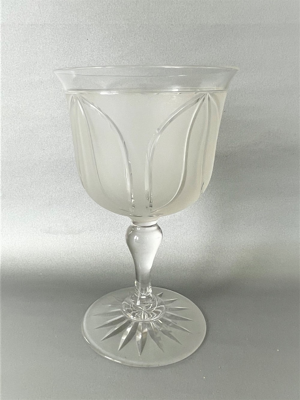 A very large Victorian frosted & cut glass goblet