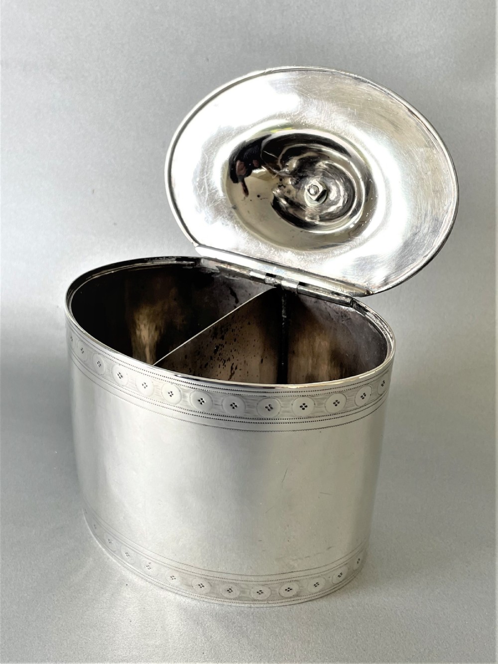 A superb early George III double silver tea caddy View VIII