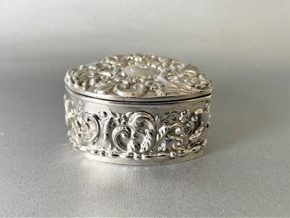 A large Edwardian heart shaped silver pill box View III