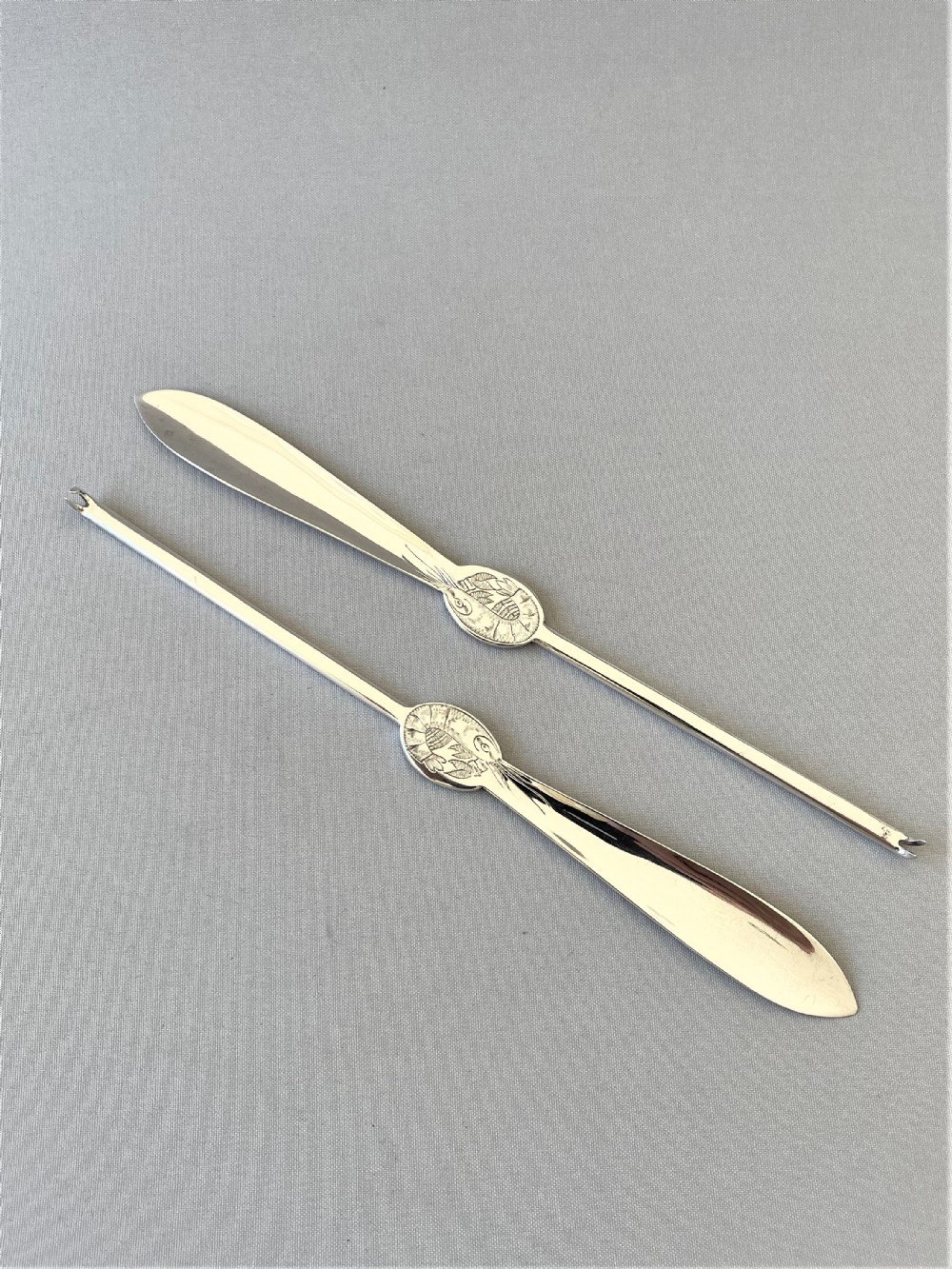 A Superb Pair Of Hallmarked Silver Lobster Picks
