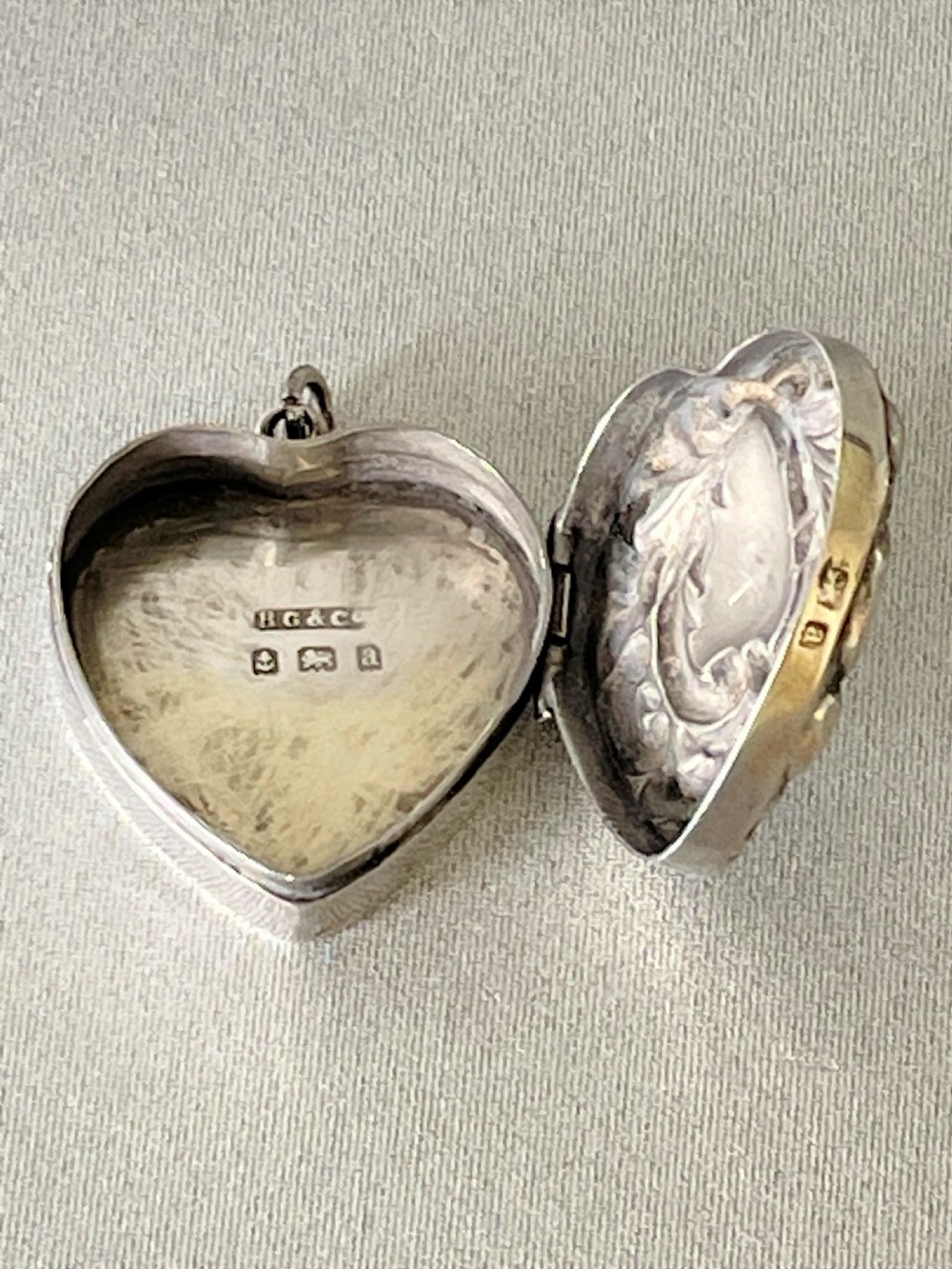 A small late Victorian heart shaped silver pill box View V