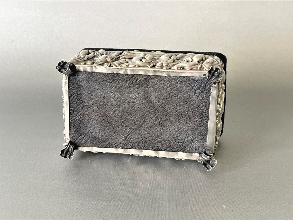A lovely silver cased trinket box with pin cushion lid View VI