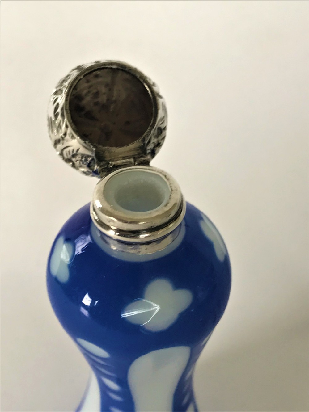 A rare Victorian silver mounted glass overlay scent bottle View IV
