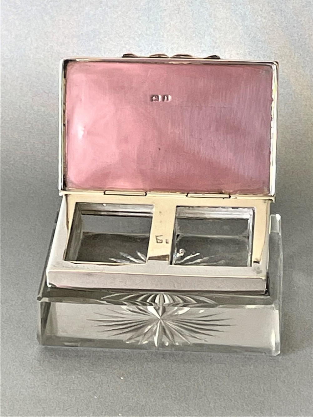 A Lovely Edwardian silver mounted double stamp dispenser