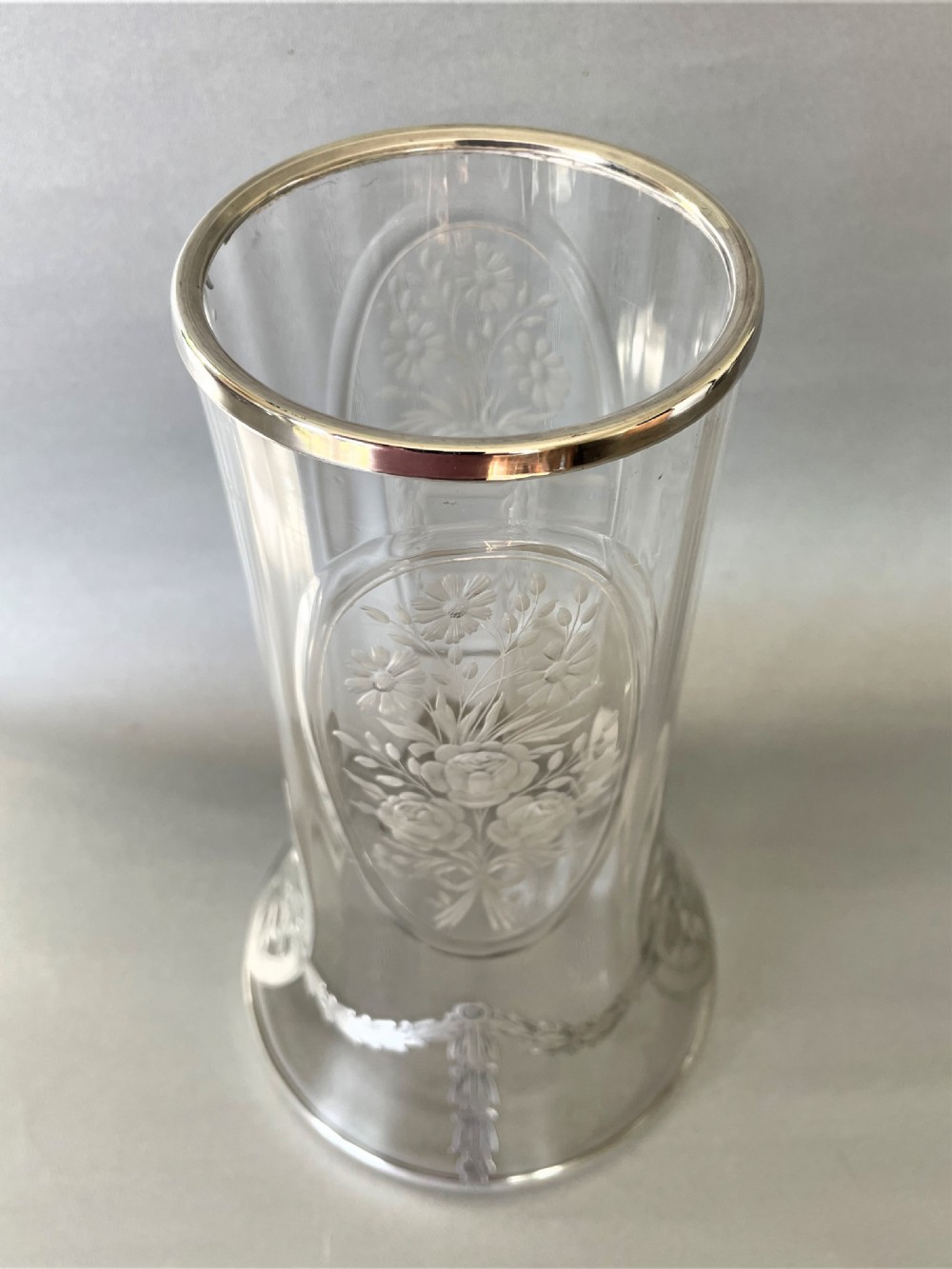 A fabulous Edwardian silver & glass flower vase View IV