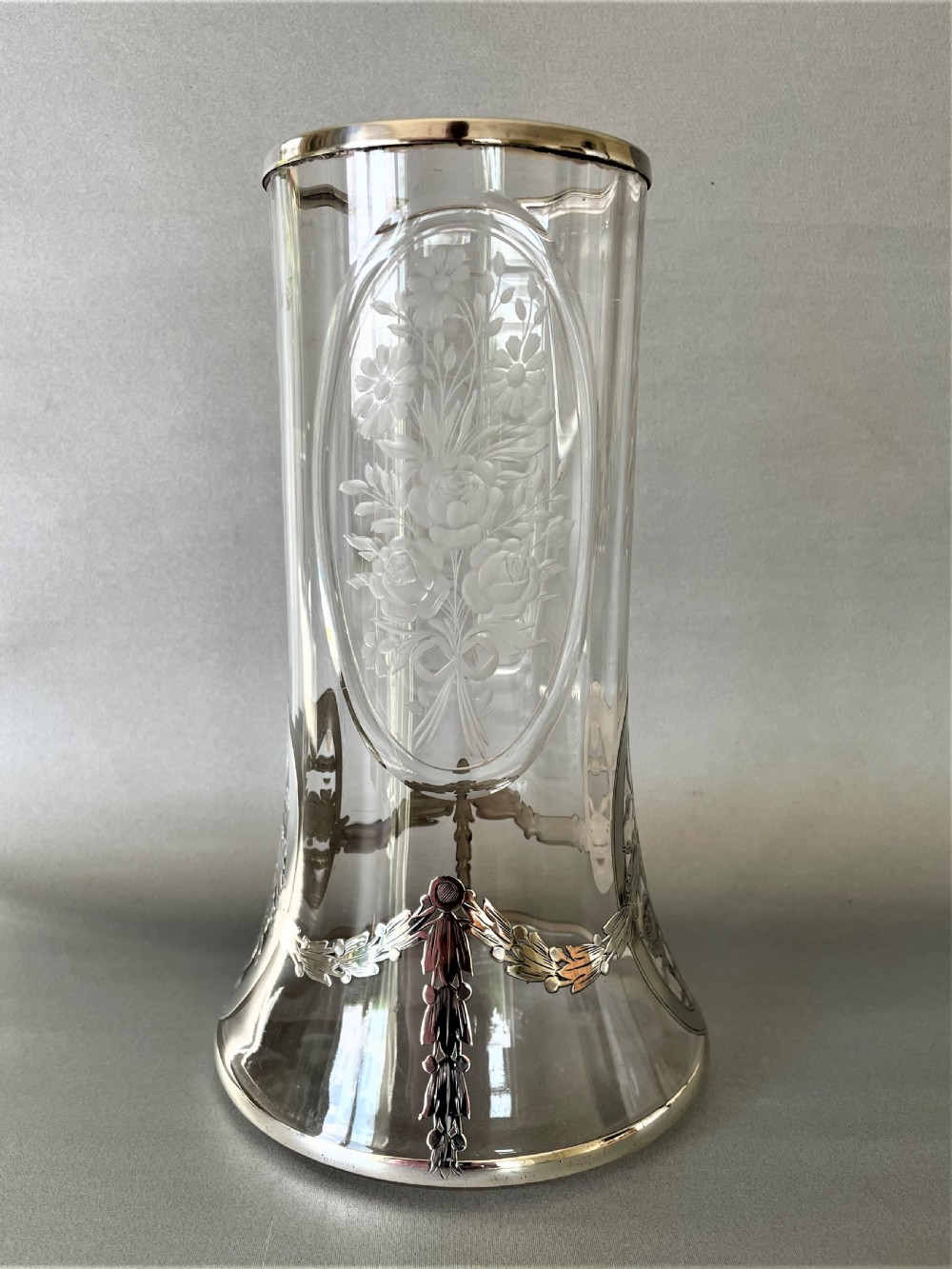 A fabulous Edwardian silver & glass flower vase View V