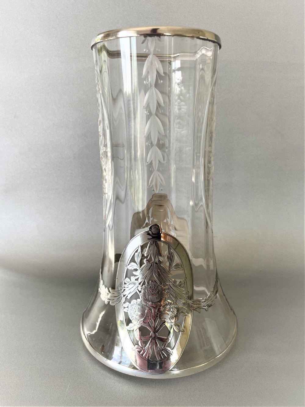 A fabulous Edwardian silver & glass flower vase View VI