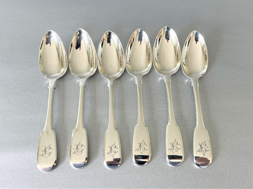 A rare set of 6 Georgian York silver teaspoons