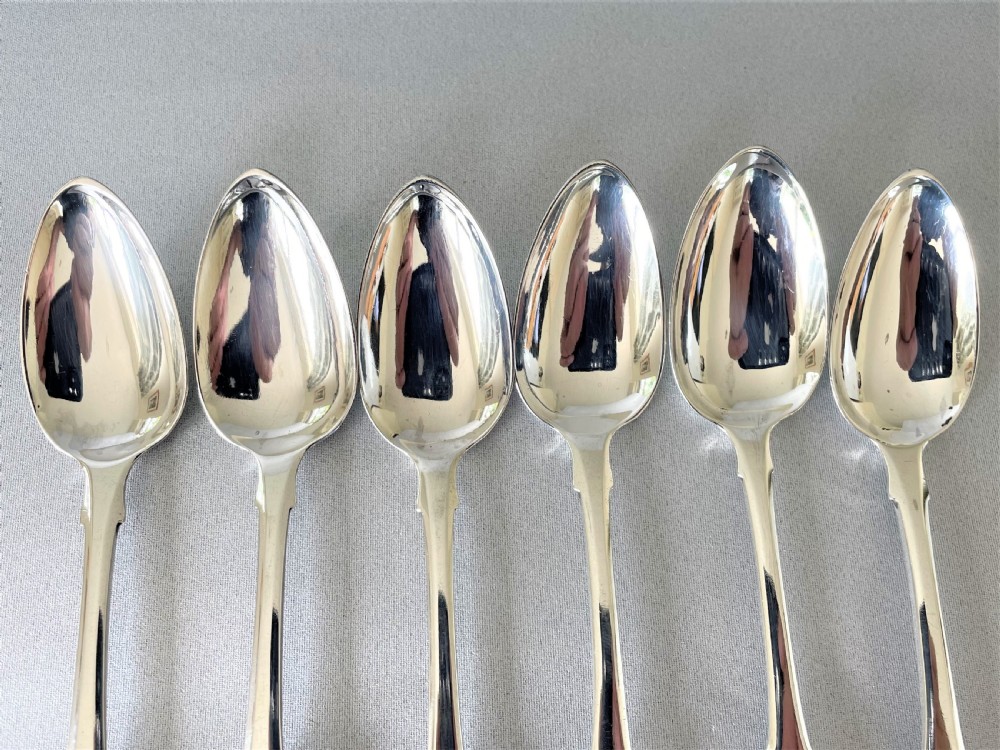 A rare set of 6 Georgian York silver teaspoons View II