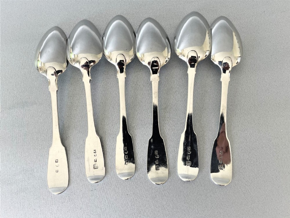 A rare set of 6 Georgian York silver teaspoons View V