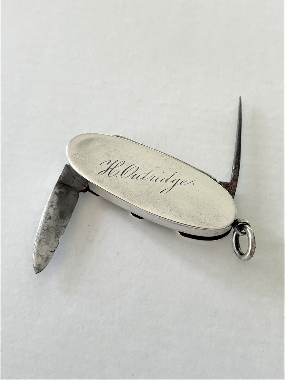 A rare Sampson Morden silver vesta with rapier and blade