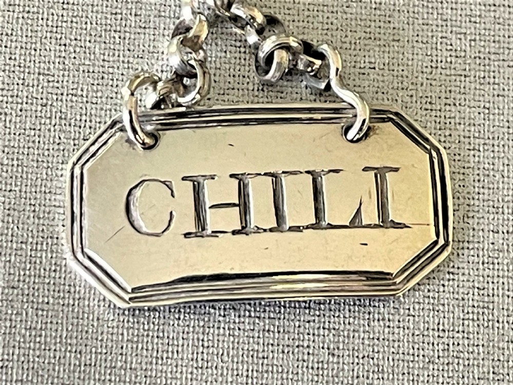 A rare Georgian Chili silver bottle ticket View IV