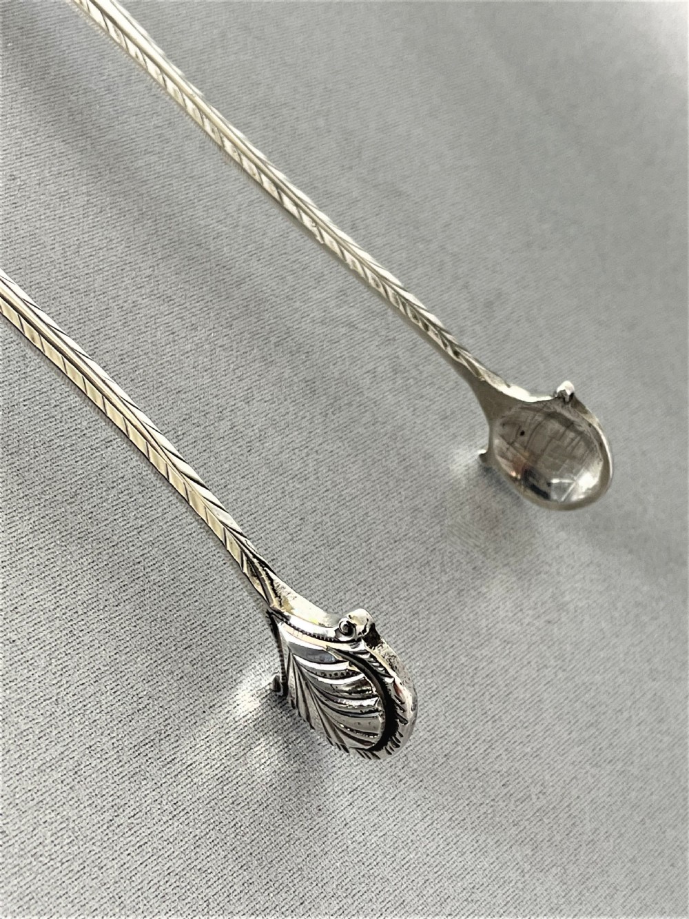 An extremely rare pair of 18th Century sprung silver tongs View III