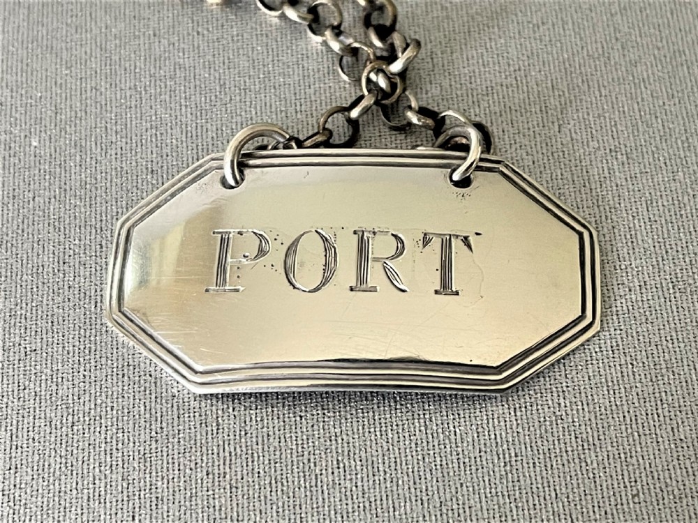 An Elizabeth Morley Georgian silver port label View II