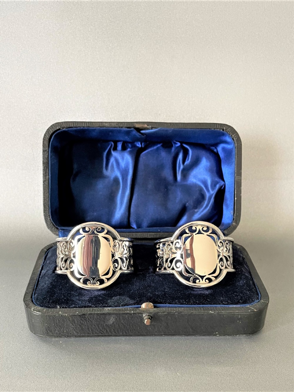 A Fabulous Pair Of Boxed, Pierced Silver Napkin Rings