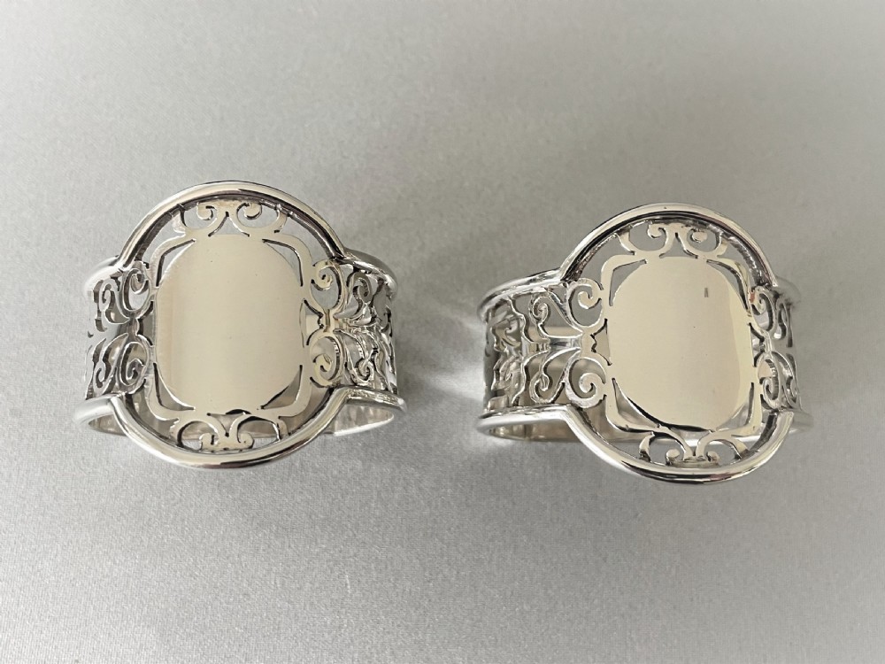 A Fabulous Pair Of Boxed, Pierced Silver Napkin Rings View IV
