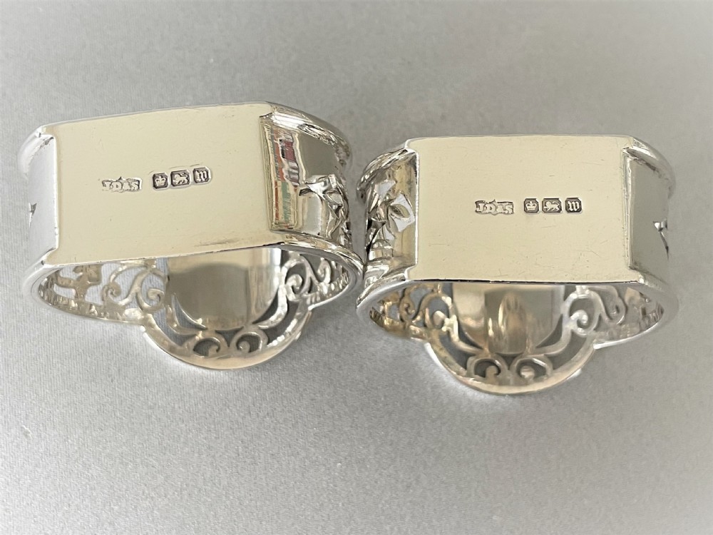 A Fabulous Pair Of Boxed, Pierced Silver Napkin Rings View VII