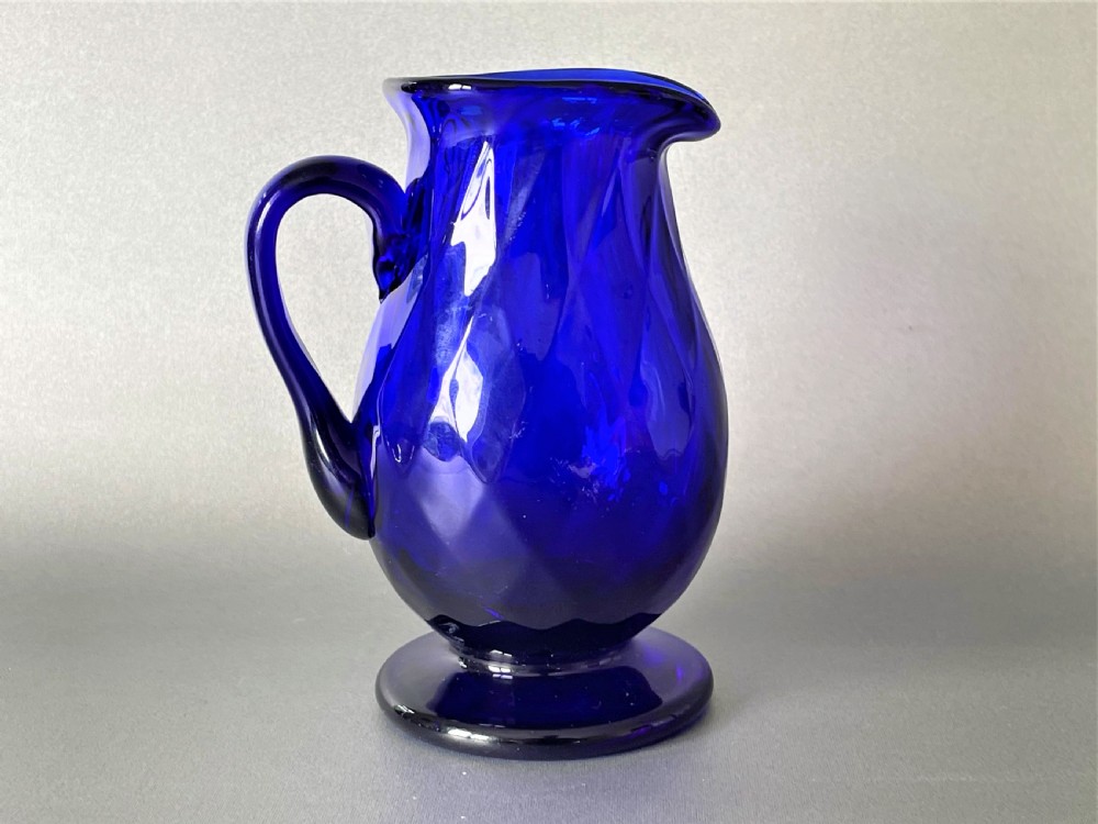 A gorgeous Victorian Bristol blue cream jug View V