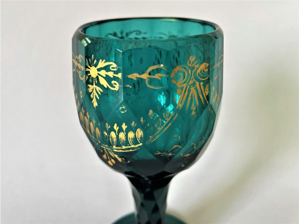 A stunning Bristol Green gilded wine glass View II