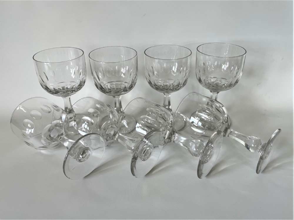 A fabulous set of 8 Edwardian cut glass wine goblets View IV