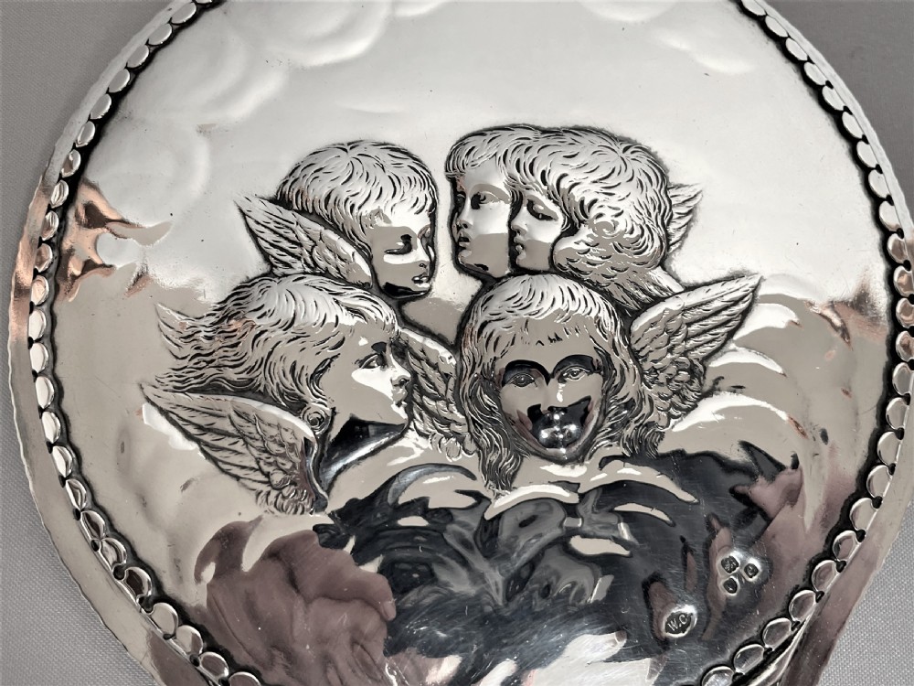 A William Comyns Victorian Silver Hand Mirror, Featuring Reynold's Angels View III