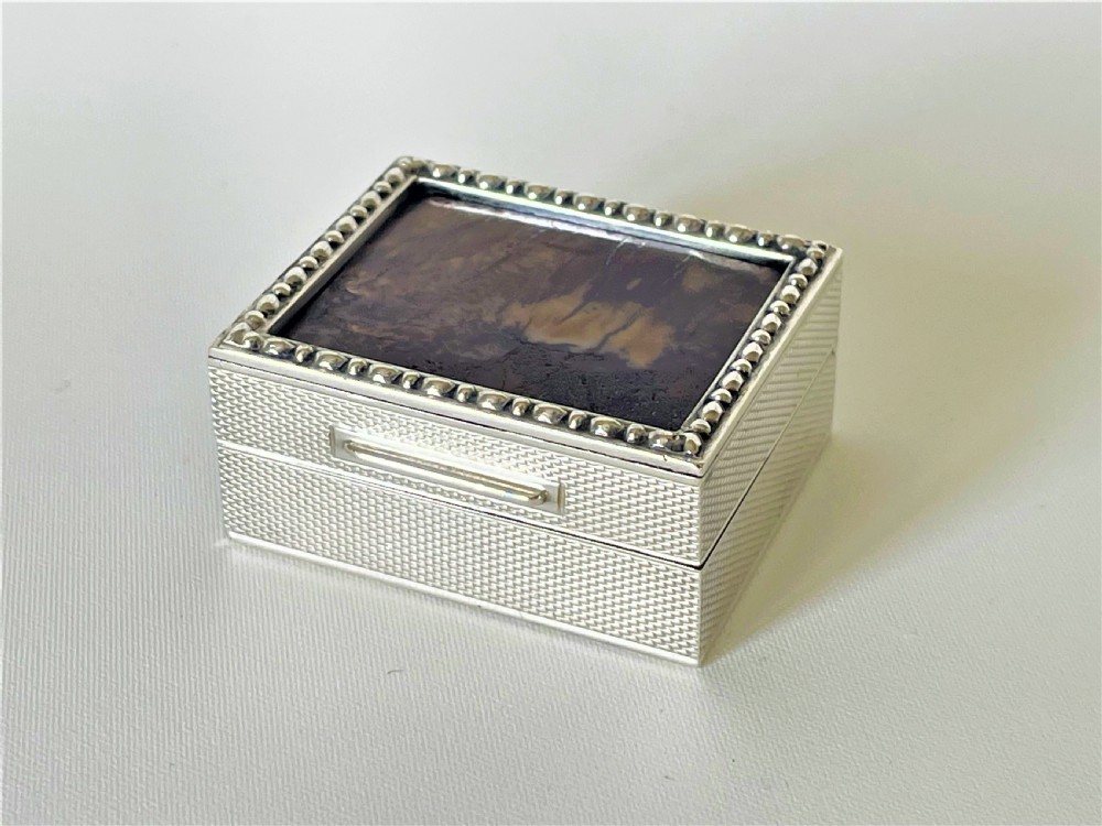 A superb Art Deco silver & stone set pill box