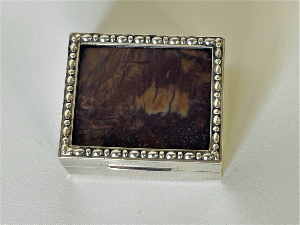 A superb Art Deco silver & stone set pill box View II