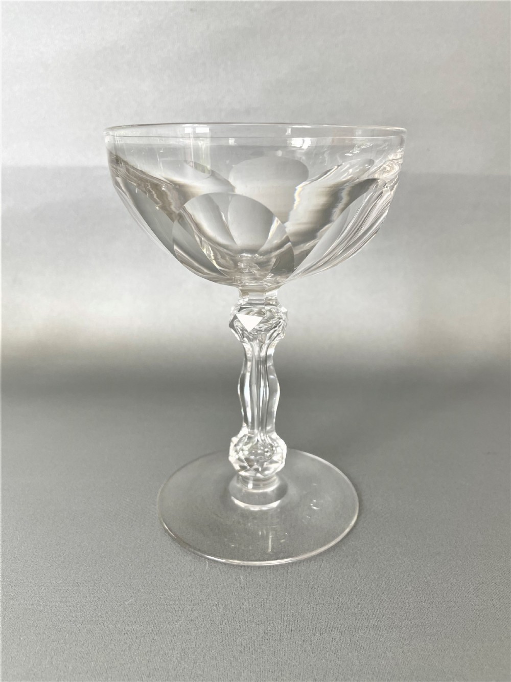 A superior harlequin set of 6 Victorian cut glass champagne coupes View III