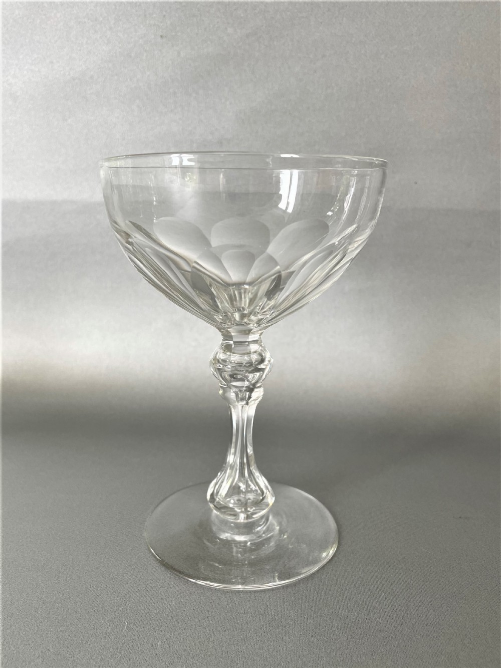 A superior harlequin set of 6 Victorian cut glass champagne coupes View V