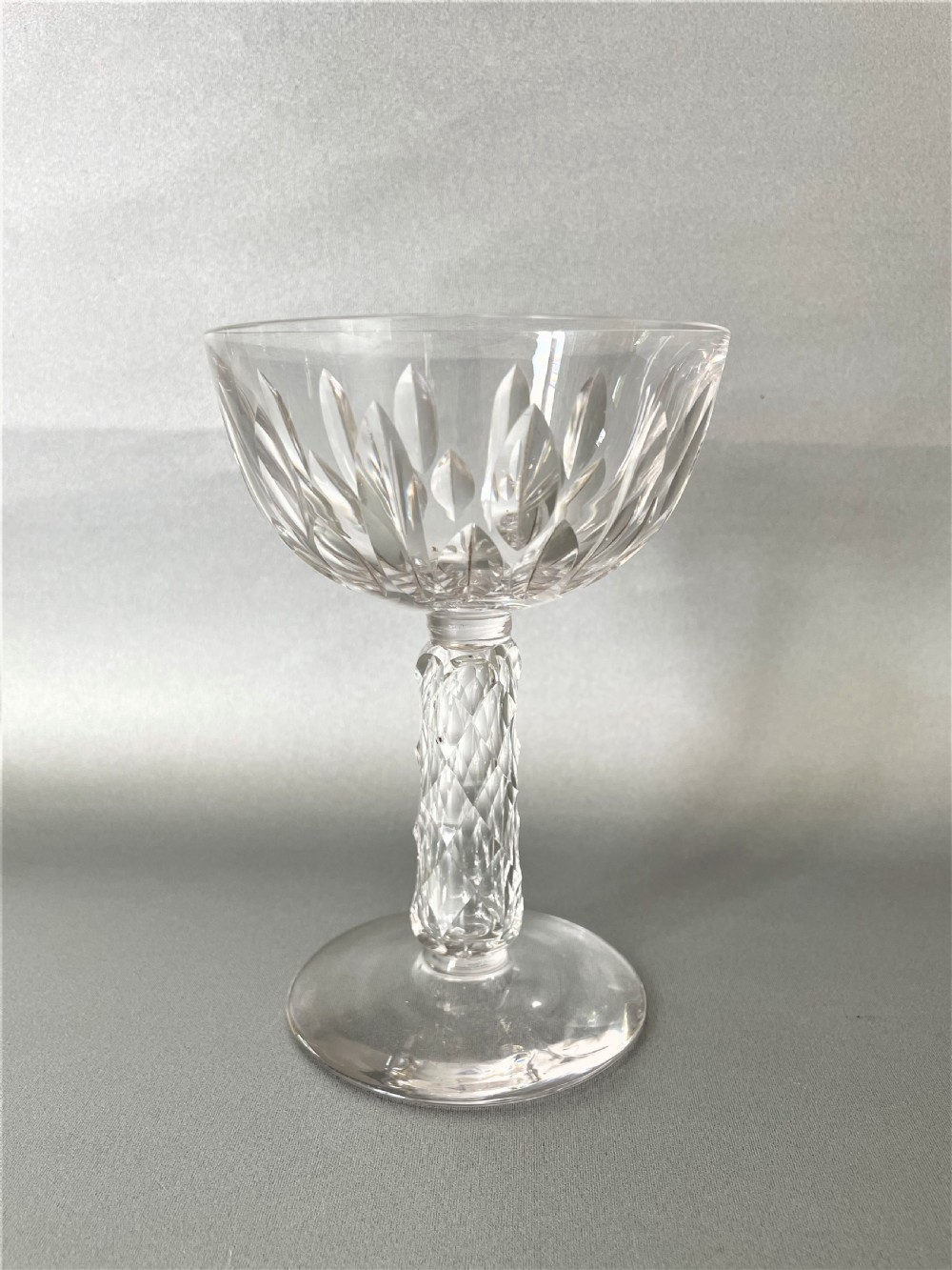 A superior harlequin set of 6 Victorian cut glass champagne coupes View VI