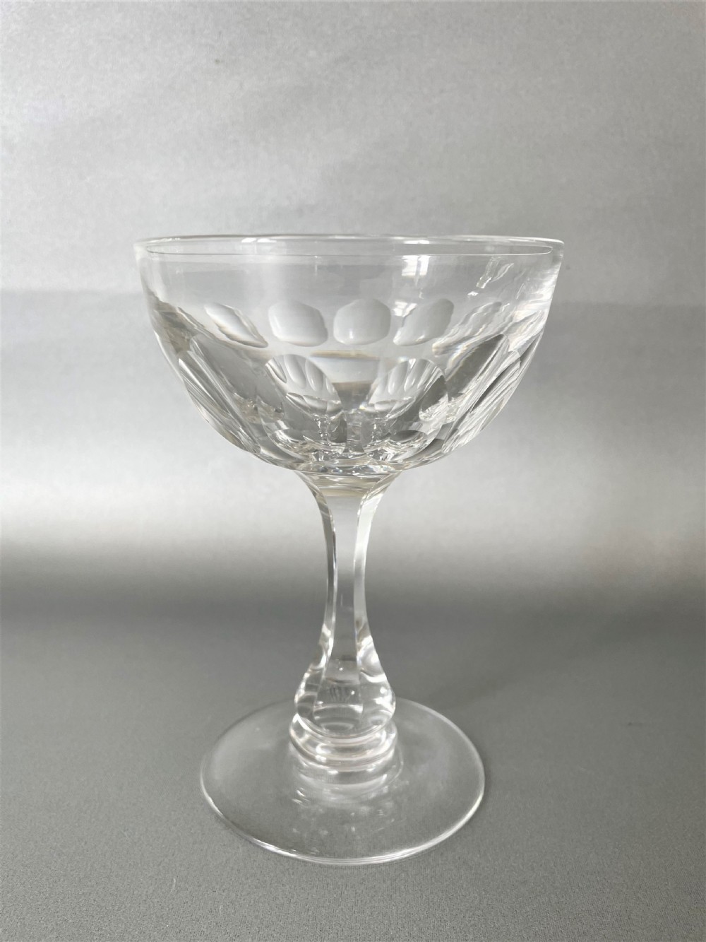 A superior harlequin set of 6 Victorian cut glass champagne coupes View VIII