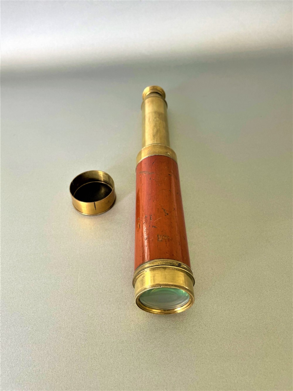 A Victorian 3 draw brass & mahogany telescope View IV