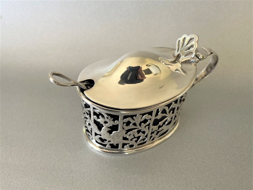 A fabulous Victorian silver mustard pot & spoon View II