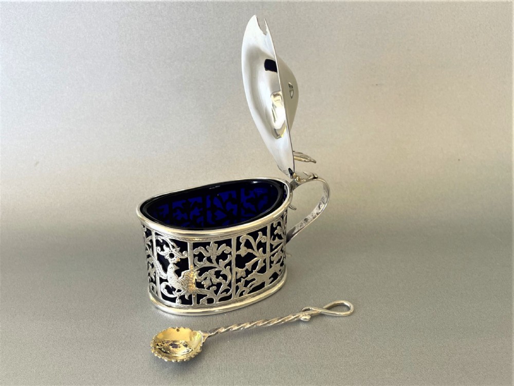 A fabulous Victorian silver mustard pot & spoon View V