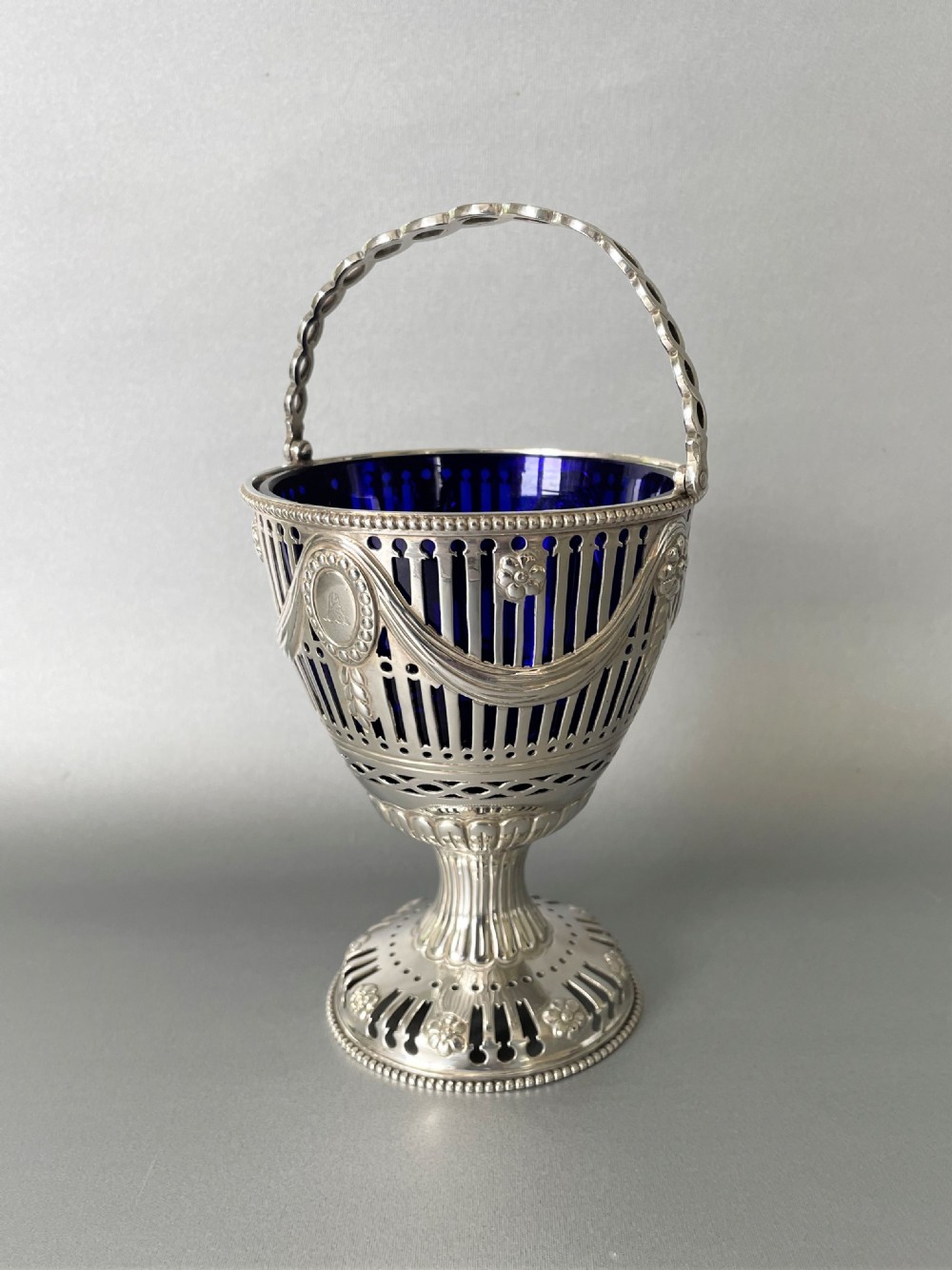 A handsome 18th Century silver sugar basket