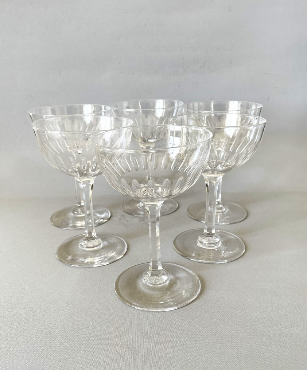 A set of six Victorian cut glass champagne coupes