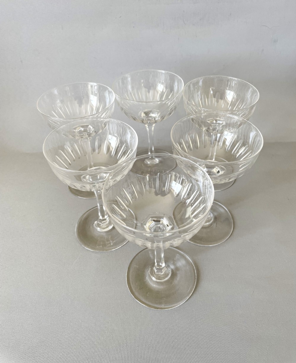 A set of six Victorian cut glass champagne coupes View II