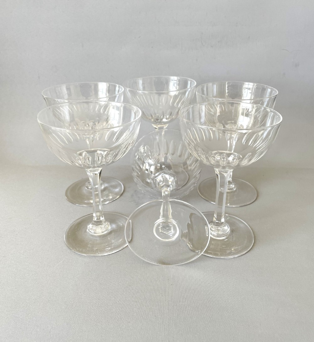 A set of six Victorian cut glass champagne coupes View VI