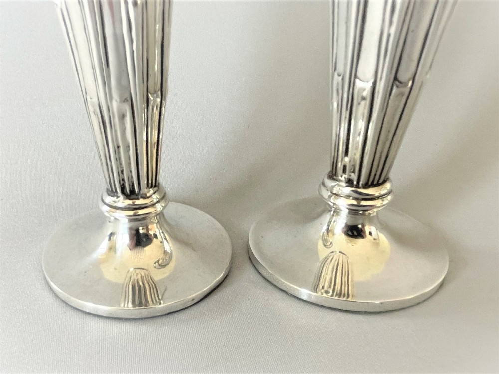 A Pair Of Edwardian Chester Silver Posy Vases View III