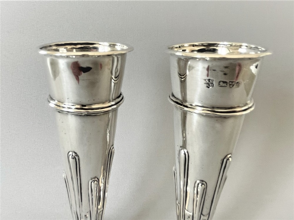 A Pair Of Edwardian Chester Silver Posy Vases View V