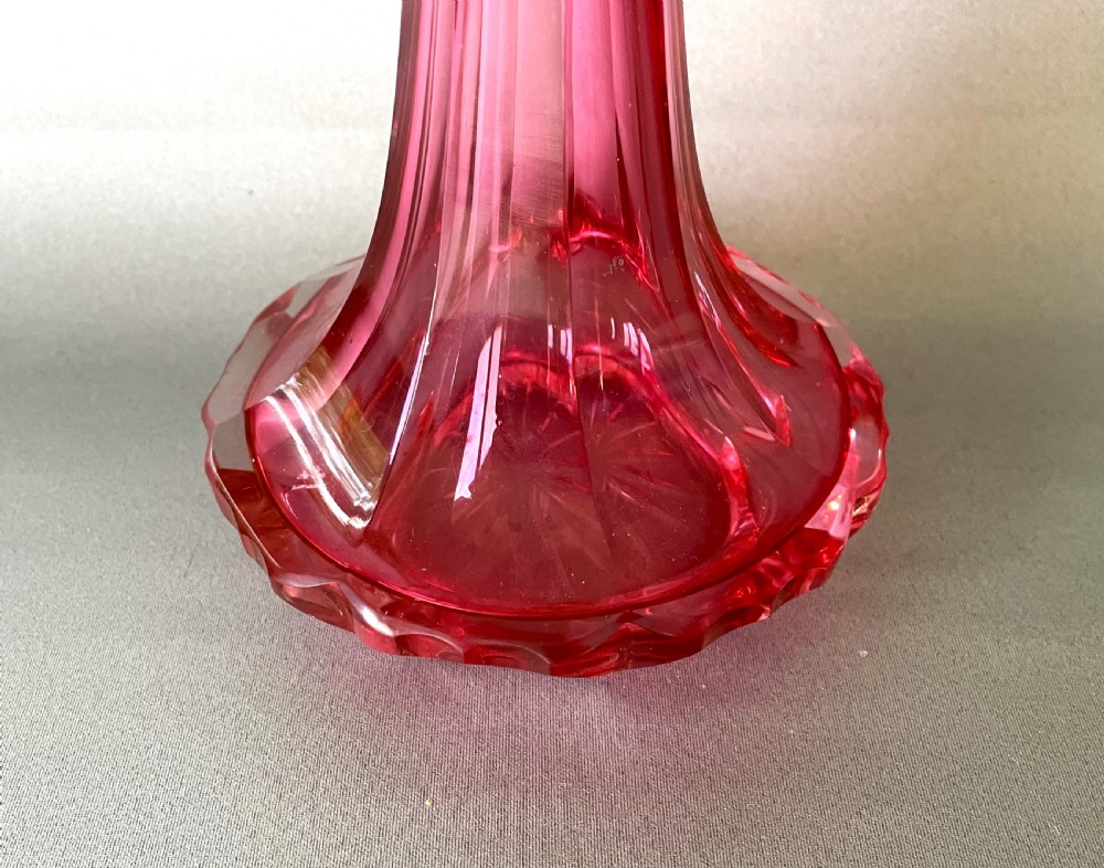 A gorgeous Victorian Gothic cranberry glass cologne bottle View IV