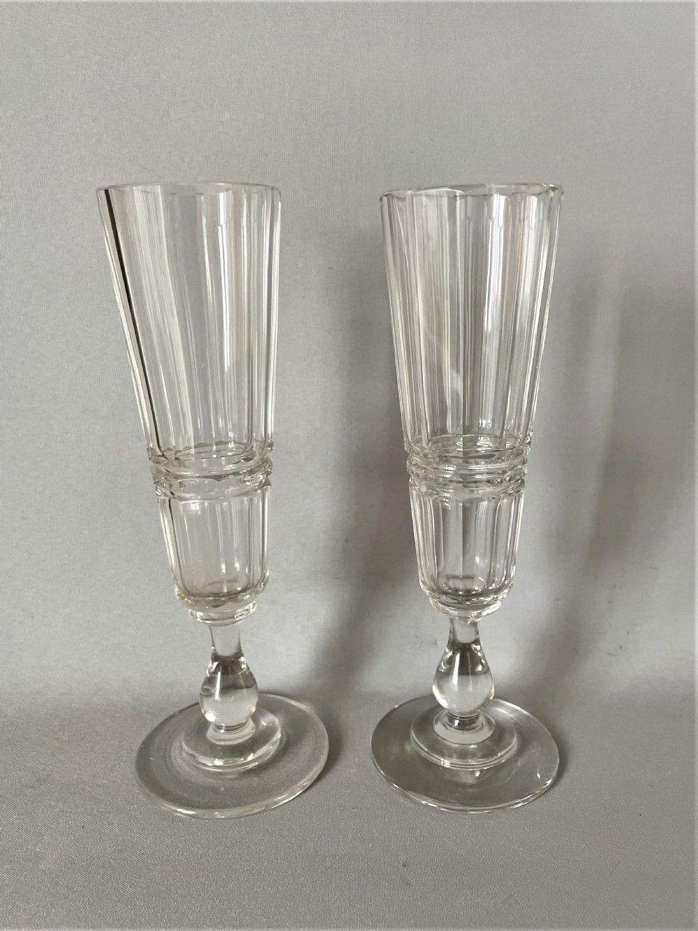 A handsome pair of 19th Century champagne flutes