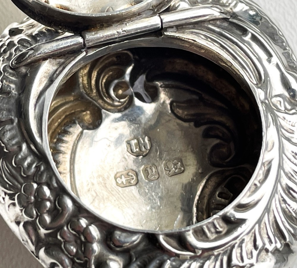 A Victorian novelty heart shaped silver pill box View IV